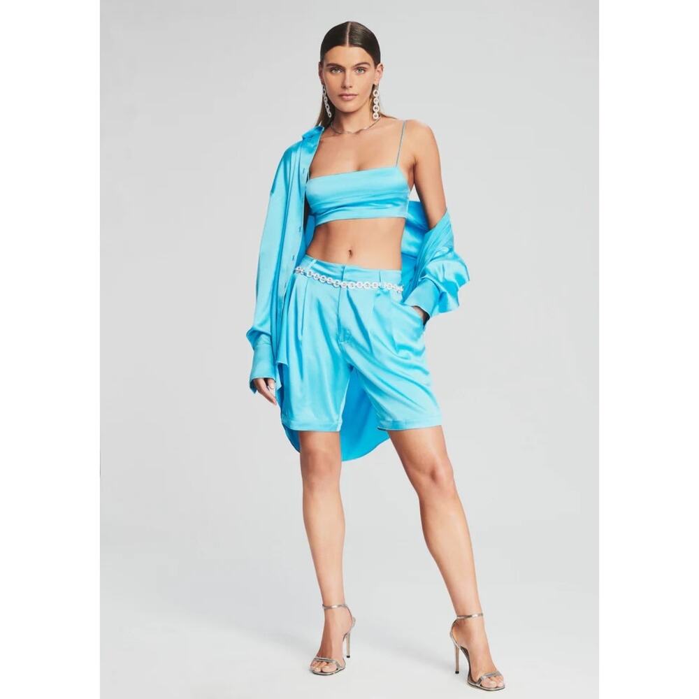 NWT Retrofête Lucine Silk Bralette in Blue‎ Atoll - Size L